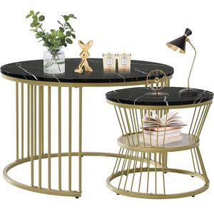 European-style light luxury wrought iron letter coffee <b>table</b> set for living room <b>sofa</b>, stone slab tea <b>table</b>, simple - Product Image 3