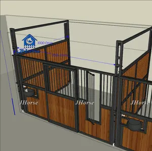 Elgium 표준 말 장비 슬라이딩 도어가있는 말 안정 말 상자 대나무 나무 슬라이딩 디바이더 패널