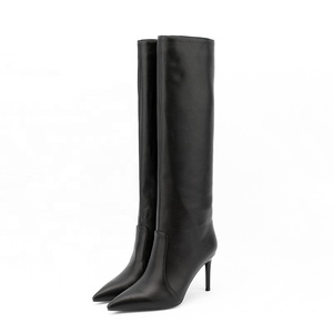 Zapatos de Talla Grande 47, Botas de Tacón Alto con Punta Puntiaguda y Parte Superior Sólida, Botas Altas Hasta la Rodilla para Mujer, Otoño Invierno 2022 - Product Image 6