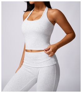 Di alta qualità Activewear traspirante 4 vie elasticizzato in <span class=keywords><strong>cotone</strong></span> Spandex Yoga canottiere da palestra allenamento Yoga da donna - Product Image 1