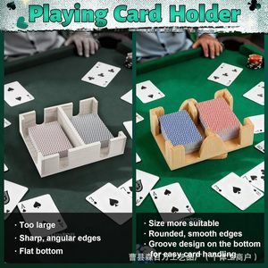 Wooden <b>Playing</b> <b>Card</b> Holder 360 Degree Rotation Holds 2 Decks Game Accessories - Product Image 4