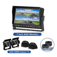 Caméra de camion avec écran IPS 7 pouces, 4 caméras, WiFi, MP5, MP3, vision nocturne, 720P, étanche, enregistrement en boucle pour camions