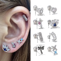 Bijoux de piercing personnalisés ZUOLA, zircon 5A, plaqué or 18 carats, titane ASTM F136, boucles d'oreilles à clous, bijoux de piercing hypoallergéniques