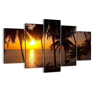 Kích Thước Lớn Vải Cảnh Quan Tự Nhiên Đại Dương Bờ Biển Cây Dừa 5 Pcs Nghệ Thuật Lớn Vải In Sơn Bộ - Product Image 4