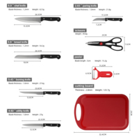 Ensemble de couteaux de cuisine en promotion - Couteau de chef en acier inoxydable pour trancher la viande, couteau à pain pour boulangerie, éplucheur pour fruits. Poignée en PP durable