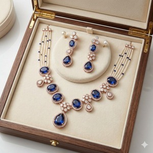 Luxury 925 <b>Silver</b> Necklace with Sapphire Pear Cut Stones Bezel Set for Women Wedding Jewelry <b>Choker</b> <b>Silver</b> Necklace and Earrings - Product Image 3