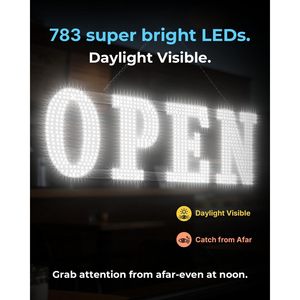 ป้ายเปิดร้าน 40x14 นิ้ว สีขาว ไฟ LED พร้อมรีโมทคอนโทรล สำหรับหน้าร้าน - Product Image 5