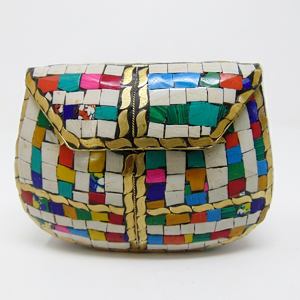 Pochette de soirée en métal mosaïque multicolore, sac à rabat portable pour fête et mariage, sac à main artisanal écologique pour femme, vente chaude - Product Image 1