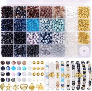 Perles de verre très vendues pour la fabrication de bijoux, 1377 pièces, tons neutres, kit de fabrication de bracelets, 6 mm, artisanat DIY, cadeaux pour femmes et hommes - Product Image 1