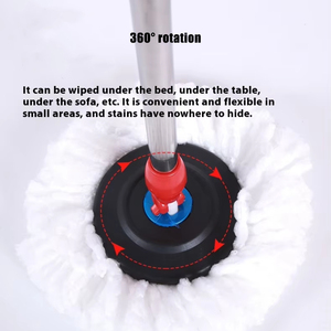 Tự làm sạch cao cấp, di động, rảnh tay 360 °   Bộ lau nhà và xô bằng thép đen 8 bánh xe, lau sàn có chức năng hút bụi - Product Image 4