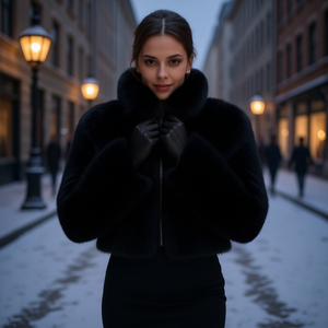 Manteau court réversible en fausse fourrure de renard pour femme, col montant, chaud, style urbain, marque Masdb pour le streetwear et le style G. - Product Image 2