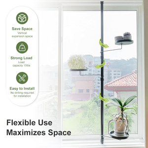 YIJIALE Support de Présentation de Pots de Fleurs Réglable en Métal Étanche pour Sol/Plafond/<span class=keywords><strong>Fenêtre</strong></span>, Présentoir 4H pour Jardinières, Utilisation en Jardin, Personnalisable - Product Image 4