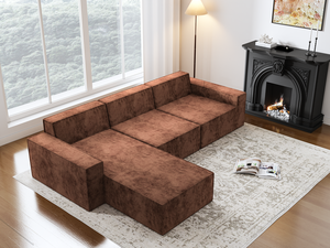 Sofá Seccional de Espuma Marrón, Sofá Familiar Comprimido al Vacío, Conjunto de Sofás en Forma de L sin Estructura, Asientos Económicos - Product Image 5