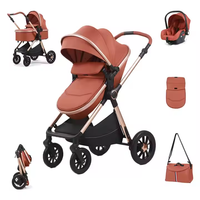 Poussette Kidilo bidirectionnelle tout-terrain 3-en-1 multifonctionnelle pliable avec amortisseur pour nouveau-né, en tissu lin pour enfants