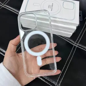 Fabricant de coque de téléphone magnétique transparente en acrylique pour PC étui de chargement sans fil transparent antichoc pour iPhone