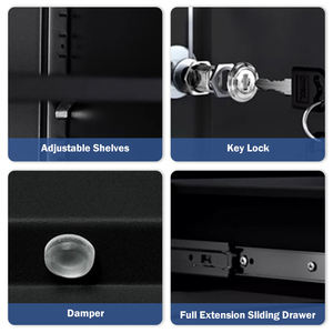 جودة عالية تدق أسفل الأثاث الباب الحديث تخزين الهيكل الصلب المعدني الأسود مع قفل للمكتب المنزلي - Product Image 4