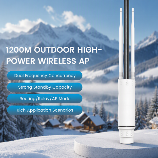 AC1200 Dual Band Outdoor WiFi Access Point POE Power Supply  IP67 Waterproof AP Router Repeater Mode with Long Range Coverage