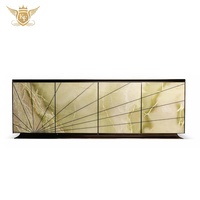 Meubles de rangement de style luxe léger en bois massif et métal, 4 portes, vente en gros, fabricant chinois
