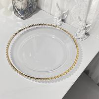 Assiettes de présentation décoratives dorées en plastique transparent de style classique européen pour banquets de mariage