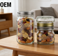Bocaux de conservation Mason multi-tailles 125/500/800 ml, sans BPA, récipients alimentaires pour la fermentation, la mise en conserve et la préparation des repas, à large ouverture