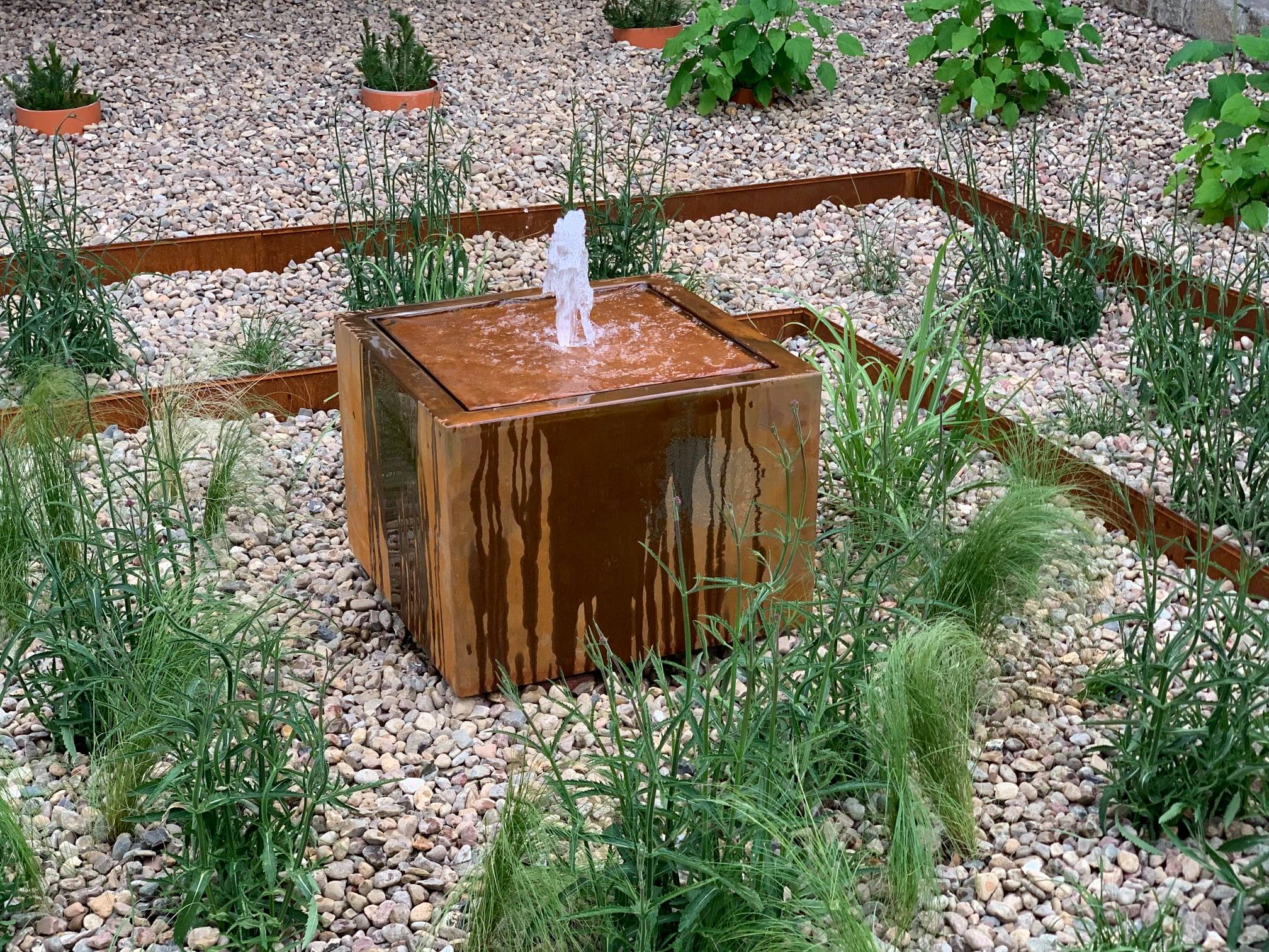 corten steel water fountain