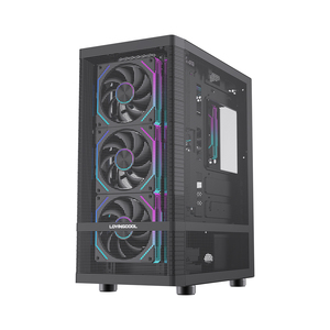 Boîtier de jeu ATX Lovingcool en vrac avec deux panneaux en maille, compatibilité pleine taille, prêt pour AIO 240 mm, grand volume intérieur, réduction - Product Image 3