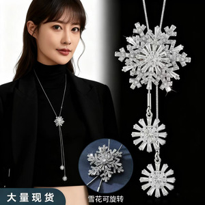 Korean Style Pearl Leaf Necklace Zinc Alloy Long Pendant Sweater Chain Autumn Winter Accessory - Product Image 2