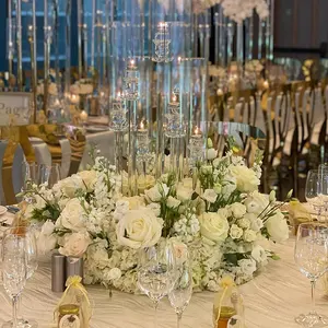 Hot Sale Wedding Decor Supplies 10 Arms Candle Holder Tall Crystal Candelabra Centerpieces