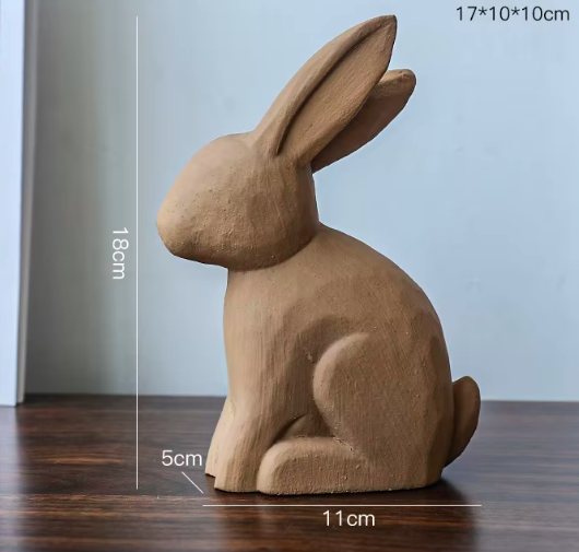 Lapin assis-grand caramel