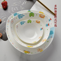 Vaisselle en porcelaine fine pour enfants, série de dessins animés Creative Good Friend - Bols et assiettes carrés, compatibles micro-ondes, style domestique simple