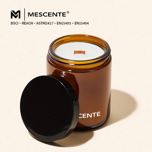 Mescente Vente en gros de pots à bougies brunes de 8 oz avec couvercles en métal, pots en verre ambré avec couvercles en métal noir, pots vides pour la fabrication de bougies - Product Image 1