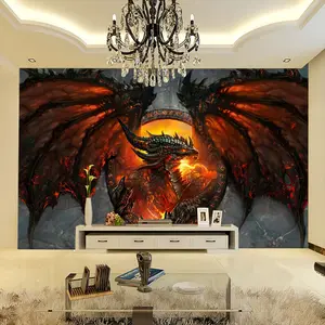 Kustom 3D Foto Wallpaper Naga Api Besar Mural Interior Rumah Seni Dekorasi Kamar Tidur Ruang Tamu Wallpaper Papel De Parede 3D