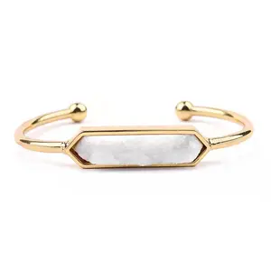 Real natural stone bracelet fashion druzy bracelets bangles women gold plated cuff open bangle bracelet