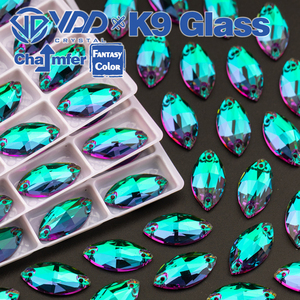 VDD Navette 9x18mm 36 pièces, strass à coudre en verre K9 de qualité supérieure, couleur Héliotrope, à dos plat pour la décoration de vêtements - Product Image 6