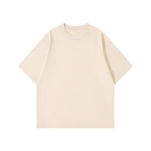 Camiseta de algodón puro de color sólido 300g manga corta raglán de peso pesado para hombres - Product Image 1