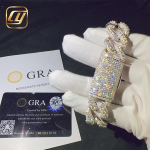 GRA Certificated 18mm 925 Sterling Silver <b>Iced</b> <b>Out</b> VVS Moissanite Diamond Cuban Link <b>Chain</b> Hip Hop Jewelry Bracelet - Product Image 3