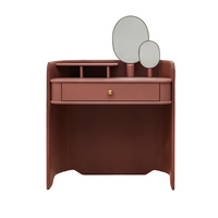 Coiffeuse moderne en bois de luxe avec couverture en cuir et miroir au design élégant Table de maquillage pour chambre à coucher