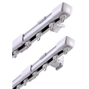 Современный ручной алюминиевый карниз для штор, выдвижной потолочный трек с бесшумными роликами и крючками, экологичный - Product Image 1