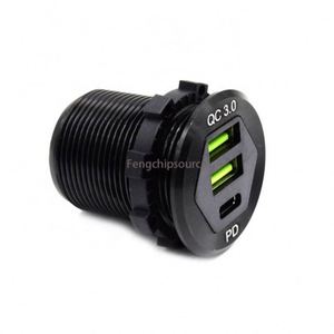 Cargador de Teléfono Móvil para Coche, Motocicleta y Barco, con Tres Puertos de Carga Rápida QC3.0 + PD, Doble QC3.0 + PD - Product Image 4