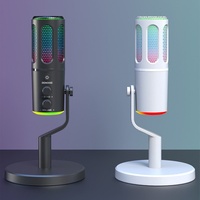 Microphone USB Condensateur RGB Gaming Transfrontalier SU8 avec Réduction de Bruit et Réponse en Fréquence Full Direction 100Hz-20kHz pour PC et Mobile