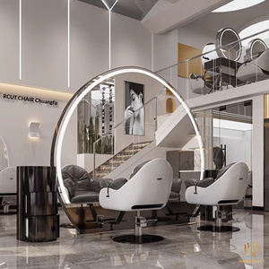 <span class=keywords><strong>Grand</strong></span> <span class=keywords><strong>miroir</strong></span> <span class=keywords><strong>de</strong></span> sol semi-circulaire simple face ou double face pour salons <span class=keywords><strong>de</strong></span> <span class=keywords><strong>coiffure</strong></span>, style luxe léger, mobilier <span class=keywords><strong>de</strong></span> <span class=keywords><strong>salon</strong></span> en cuir - Product Image 5