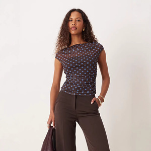 T-shirt Estiva da Donna a Pois con Volant in <span class=keywords><strong>Tulle</strong></span>, Senza Maniche, Sexy, Lavabile, Vestibilità Slim, Perfetta per l'Estate - Bestseller - Product Image 2