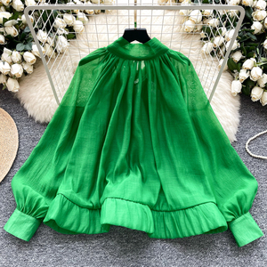 Camicia Vintage a maniche a sbuffo da donna autunno farfalla papillon Design <span class=keywords><strong>Top</strong></span> camicette <span class=keywords><strong>eleganti</strong></span> donna donna - Product Image 3