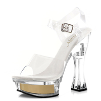 Sandales à talons de 14 cm, style exotique, pour strip-teaseuses, fétichistes, boîte de nuit, style tendance, pole dance, grandes tailles, talons compensés pour travestis