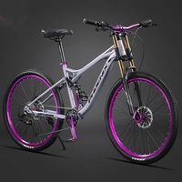 Vélo tout-terrain VTT pour adulte, gris, 27,5 pouces, frein à disque hydraulique à vitesse variable, fourche à suspension intégrale