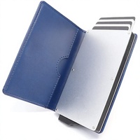 Dompet Kartu Kredit Minimalis Anti RFID, Model Pop Up, Tipis, Aluminium, Untuk Saku Depan, Penggunaan Bisnis