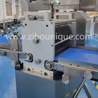 Machine à découper et à trancher la viande de porc, de bœuf et de poulet en bandes de largeur variable, pour la préparation de tranches de poitrine de poulet