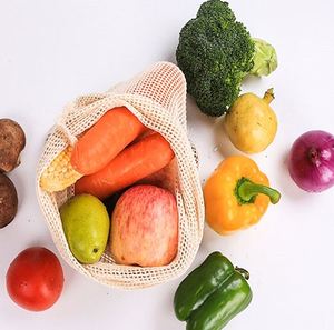 Sacs réutilisables pour produits frais, sacs en coton lavables pour les courses, organisateur de fruits et légumes, sac en coton maillé - Product Image 3