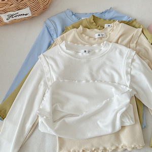 Último Diseño en <span class=keywords><strong>Blusas</strong></span> <span class=keywords><strong>de</strong></span> <span class=keywords><strong>Manga</strong></span> <span class=keywords><strong>Larga</strong></span> <span class=keywords><strong>para</strong></span> <span class=keywords><strong>Niñas</strong></span> Pequeñas, Blusa Infantil <span class=keywords><strong>de</strong></span> Color Sólido con Volantes, Camisetas <span class=keywords><strong>para</strong></span> <span class=keywords><strong>Niñas</strong></span> - Product Image 4