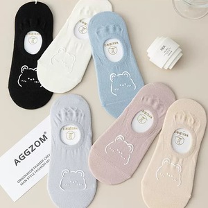 Women's Invisible Boat <b>Socks</b> Non-Slip Thin Summer Low Cut Cute Bear Pattern Solid Color Polyester Fiber Casual <b>Socks</b> - Product Image 2